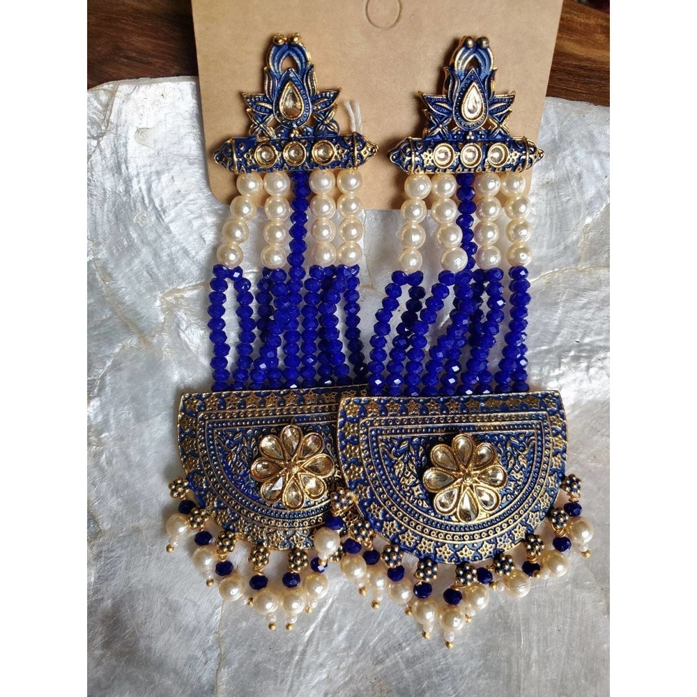 Long indian chandelier style meenakari earrings